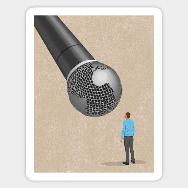 Globe Mic Sticker by John Holcroft